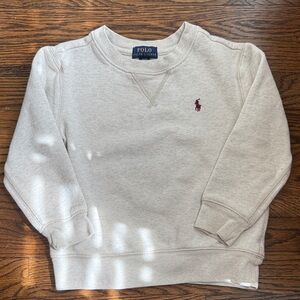 Polo Ralph Lauren Light Grey Marl Sweatshirt with Burgundy Horseman
